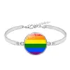 Charm Bracelets Gay Lesbian Pride Rainbow Sign Bangle For Wome Mens Round Glass Bracelet Fashion Friendship Lgbt Jewelry In Bk Drop De Dhfk4