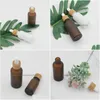 Packing Bottles Wholesale Frosted Amber White Glass Dropper Bottle 15Ml 30Ml 50Ml With Bamboo Cap 1Oz Wooden Essential Oil Drop Delive Dhyb9
