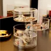 Boîte de rangement de bijoux transparente à 4 niveaux avec couvercle organisateur de maquillage acrylique étui de rangement de bijoux rotatif de haute qualité Y11162915