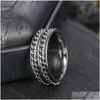 Bandringar uppdatera lycklig dubbel roterbar kedjor ring rostfritt stål snurr för män kvinnor hip hop smycken droppleverans dhtam