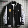 Herrjackor Supzoom Ny ankomstbrev Rib Sleeve Cotton Top Fashion Single Breasted Casual Bomber Baseball Jacket Loose Cardigan Coat T230919