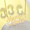 Mode benutzerdefinierte Edelstahl 2 Namen Herz Halskette für Frauen personalisierte Brief Gold272m