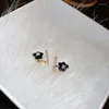 Stud Oorbellen MENGJIQIAO Koreaanse Delicate Leuke Zwarte Bloem Voor Vrouwen Meisjes Elegante Mode Zirkoon Brincos Sieraden Geschenken