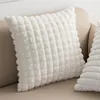 Pillow Plush Grid Cover White Black Gray Coffee For Home Decoration Living Room Bed Sofa Couch Chair 45x45cm