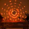 LED Strings Party Halloween 70LEDS Spider Web String Lights With Black Spider Remote Control Waterproof Net Light for Holiday Outdoor Decorations HKD230919