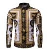 Männer Casual Hemden Mode Männer Barock Floral Royal Langarm Print Designer Kleid Fancy Slim Social Gold Shirt3329