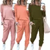 Women's Tracksuits Autumn and winter loose solid color long sleeve trousers leisure sports suit for women Running Sets Sportswear Accessories 230919