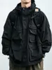 Männer Jacken Multi Tasche Streetwear Berg Hoodie Jacke Männer Kleidung Japanische Harajuku Casual Cargo Mode Schwarz Mäntel Männlich 230919