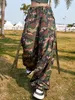 Damesbroek Y2K Street Tidal Flow Camo Print Klepzak Zijkant Trekkoord Taille Cargo Parachute Verstelbare manchetten 230919