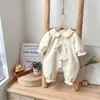 Rompers Spring Autumn Soft Cotton Cute Rabbit Design Long Sleeve Jumpsuit Infant Baby Girls Clothing 230919