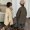 Manteau Style coréen automne printemps enfants longue Trench unisexe enfants vêtements d'extérieur décontractés bébé garçons veste filles mode coupe-vent