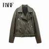 Women's Jackets RARF ladies vintage do old washed leather imitation leather locomotive type PU jacket women's coat top 230919