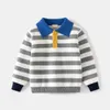 Pull rayé garçons pulls enfant en bas âge bébé col Polo enfants tricots hiver vêtements pour enfants 230918