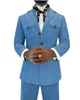 Men's Suits Blazers Tailored Men Light Blue Safari Denim Costume Homme 2pcs Coat Blazer Trousers Jacket Pants Social Suit Dinner Party Wear 230919
