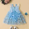 Robes d'été en Tulle pour filles, jolie barboteuse, sans manches, dos papillon, princesse 3D, combinaisons de fête d'anniversaire