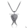 Hanger Kettingen Oude Sier Angel Wing Rvs Veer Ketting Voor Vrouwen Mannen Mode Fijne Sieraden Drop Levering Hangers Dha62