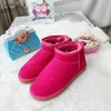 2023 Austrália Austrália Botas Quentes Mini Meia Bota de Neve Ankle Boot Clássico Inverno Full Fur Fofo Peludo Cetim Mulheres Crianças Botas Chinelos Tamanho 21-45 V1hz #