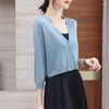 Women's Knits Fashion Summer Women Tops Long Sleeve V-Neck Cardigan Sweater Blusas Mujer De Moda 2023 Verano Knitted G624