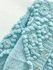 903 2023 Autumn Runway Sweater Long Sleeve Crew Neck Cardigan Blue Flora Print Fashion Casual Women Clothes yuecheng