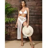 Maillots de bain pour femmes Femmes Sexy Sheer Cutout Beach Maxi Jupe en tricot Split Fringe Cover Ups