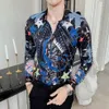 القمصان غير الرسمية للرجال 2021 Starry Sky Print Men Baroque Slim Fit Party Club Shirt ذكر Camisa Homem Luxury Long Long 4XL1279V