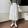 Jupes Vintage plissé bleu vert jupe femmes 2023 été mode coréenne longue taille haute Mujer décontracté en mousseline de soie Midi