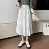 Skirts Vintage Pleated Blue Green Skirt Women 2023 Summer Korean Fashion Long High Waist Mujer Casual Chiffon Midi