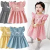 Robes d'été pour petites filles, couleur unie, à carreaux, sans manches, treillis en coton, vêtements pour enfants