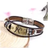 Braccialetti con ciondoli Aggiornamento 12 Constell Horscope Bracciale Id Tag Pelle Mtilayer Wrap Bangle Cuff Gioielli di moda Consegna di goccia Dhcb0