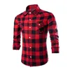 Whole- Mens Fashion Causal Plaids Checks Shirts Long Sleeve Turn Down Collar Slim Fits Fashion Shirts Tops Black Red White XXL291o