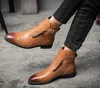 Erkekler için ayak bileği botları fermuarlı motosiklet botları el yapımı kovboy botları erkekler için erkekler için parti elbise ayakkabıları 38-46