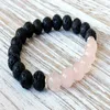 SN1061 Bracelet de Yoga en lave de Quartz Rose cristaux de guérison poignet Mala perles Chakra bijoux pierre naturelle Bracelet de Yoga pour femmes 341N