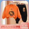 Conjuntos de roupas coreano crianças conjunto outono crianças roupas de algodão suéter calças esportivas terno menina menino moda pulôver tops outfits bebê moletom 230918