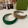 Com caixa de luxo g-letter feminino headbands verde cáqui cor aros de cabelo para tranças marca ue eua feminino presente de natal hairjewel2328