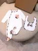 Body de créateur pour bébé, combinaisons confortables pour enfants, taille 0-12 M, 2 pièces, barboteuse et écharpe pour enfants, Sep15