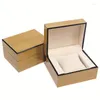 Cajas de relojes Caja de colección de almacenamiento de MDF de grano de madera de chapa amarilla grande vintage Dos o más logotipos pueden personalizarse Organizador de relojes gratuito