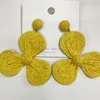 Pendientes colgantes Flor de tres hojas Rafia Enredadera Tejida Bohemia Beach Resort-inspirada Diseñador Joyería de moda