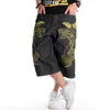 Été ample jambe large hommes jean court hip-hop homme Skateboard Swag Baggy Capri pantalon noir Denim Shorts grande taille 30-461284y