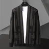 Sweaters para hombres 2023 Autumn High End Brand Exquisito Impresión de letras Sweater Cardigan Fashion Stripe Burnited Warmed Cathin