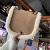 Brand designer female bag saddle hair bag shoulder sling student lamb hair net red lovely winter bag