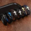 Armreif Klassisches Design Kreuzarmbänder Herren Echtes Leder Edelstahl Magnetverschluss Charms Handarmband Homme Herren Weihnachtsgeschenke 230919