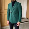 Męskie garnitury Corduroy dostosowane 2 sztuki Blazer Blazer Black Pants podwójnie piersi szczytowe klapy nowoczesne ślub plus size