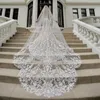 2020 Veli da sposa moda 3M Lunghezza cattedrale lunga Uno strato Bordo applicato in pizzo Tulle Velo da sposa per accessori per capelli da donna3004