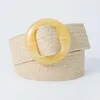 Cinture Fibbia tonda in resina vintage PP intrecciata in paglia per donna Cintura elastica larga Camicia decorativa Cintura decorativa