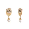 Stud Earrings Originality Design Geometry Colour Shell Natural Pearl Woman Earring