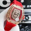 Richardmill Watch Richads Milles Richad Inlaid Diamond Hollow Leisure Large Dial Automatic Movement Inhourion Full Skull Man Machine