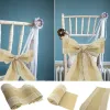 天然のヘシアンの黄麻布の椅子は、結婚式のイベントのための素朴な黄麻布の椅子の弓banquet decoration zz