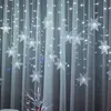 Other Event Party Supplies 35M Christmas Light Led Snowflake Curtain Icicle Fairy String Lights Outdoor Garland For Home Garden Year Decoration 230919