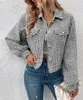 Women's Jacket's Wool Blends 2023 European och American Autumn Winter Lapel Single Breasted Plaid Jacquard Jacket Kvinna 230918