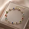 Strand Women Colorful Crystal Love Heart Armband For Girls Beads Chain Böhmen Ins Mori Sweet Diy Pärled smycken gåva
